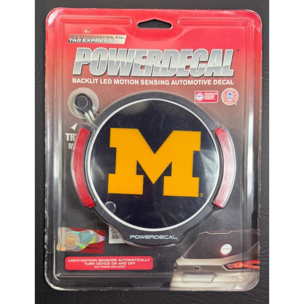 Rico Ind. PowerDecal Michigan Wolverines NCAA Backlit LED Decal Tag Express NOS